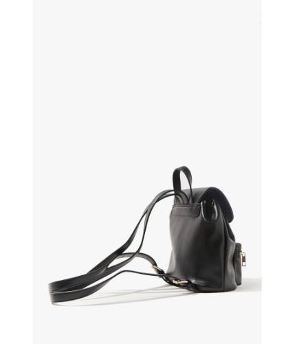 Genti femei forever21 faux leather drawstring backpack black