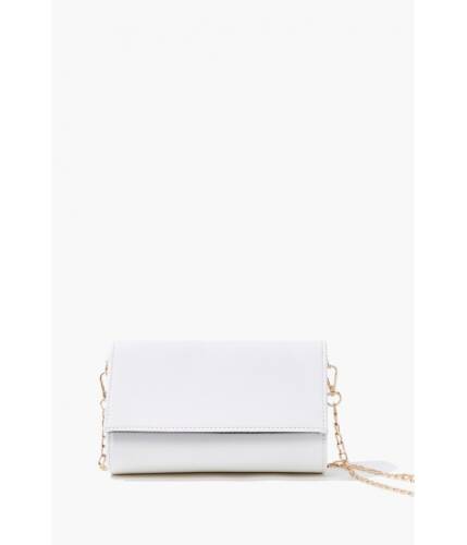 Genti femei forever21 faux leather flap top crossbody bag white