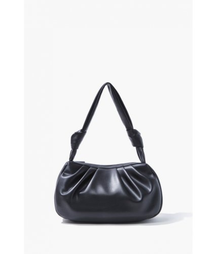 Genti femei forever21 faux leather ruched shoulder bag black