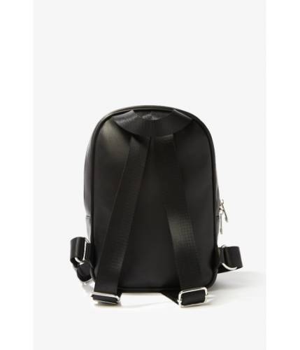 Genti femei forever21 faux leather zippered backpack black