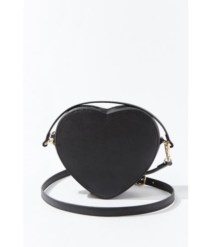 Genti femei forever21 heart-shaped crossbody bag black