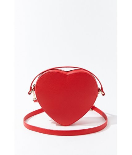 Genti femei forever21 heart-shaped crossbody bag red