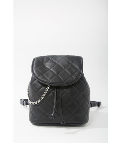 Genti femei forever21 quilted drawstring flap-top backpack black