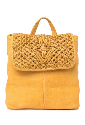 Genti femei frye esme straw leather backpack daffodil