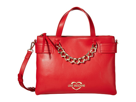 Genti femei love moschino chain handbag red