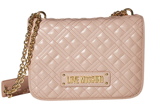 Genti femei love moschino quilted shoulder bag pink