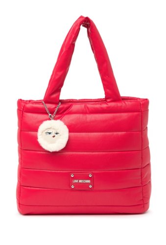 Genti femei love moschino quilted shoulder bag tote red