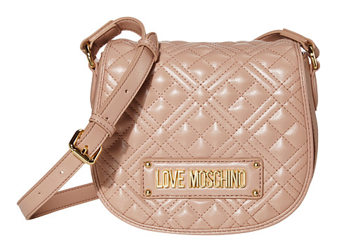 Genti femei love moschino quilted small saddle bag pink