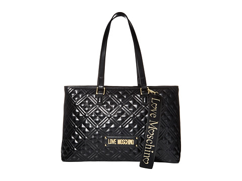 Genti femei love moschino quilted tote bag black