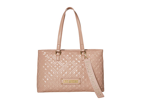 Genti femei love moschino quilted tote bag pink