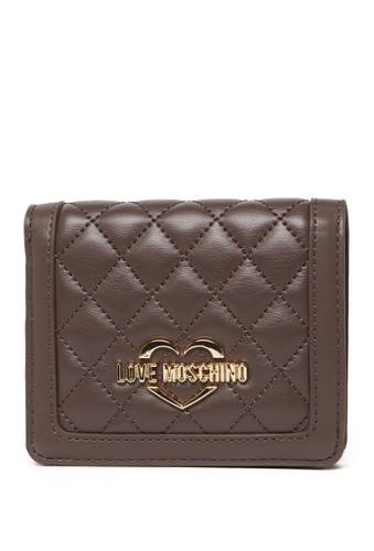 Genti femei love moschino quilted wallet taupe