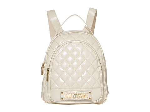 Genti femei love moschino shinny quilted backpack ivory