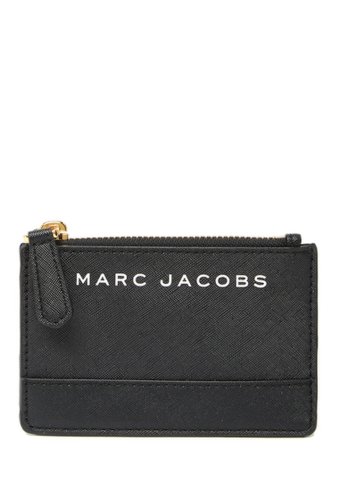 Genti femei marc jacobs branded saffiano top zip wallet black