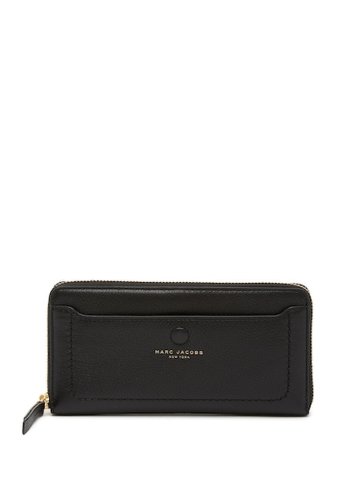 Genti femei marc jacobs leather vertical zip-around wallet black