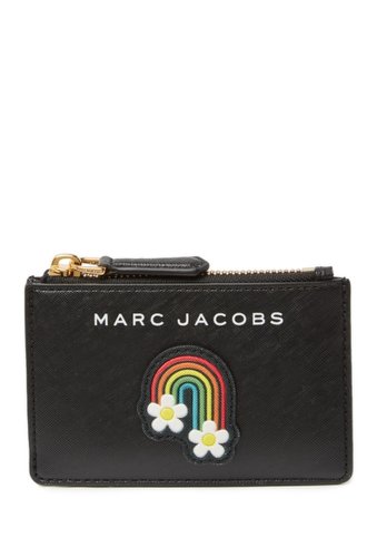 Genti femei marc jacobs rainbow printed top zip card holder black multi
