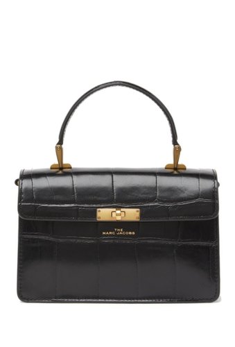 Genti femei marc jacobs the downtown croc embossed leather shoulder bag black