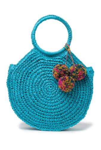 Genti femei melrose and market straw o-ring handle bag blue hawaii