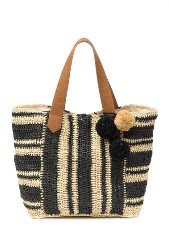 Genti femei melrose and market striped straw tote bag naturalblack