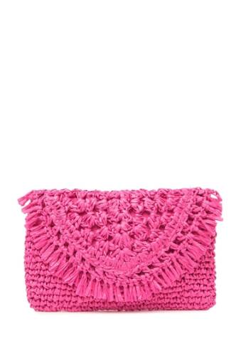 Genti femei melrose and market woven straw clutch pink petal