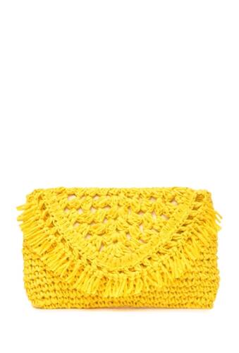Genti femei melrose and market woven straw clutch yellow fusion
