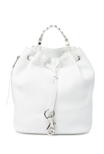 Genti femei rebecca minkoff blythe drawstring leather backpack optic white