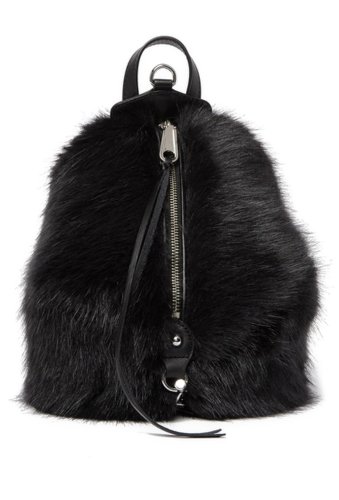 Genti femei rebecca minkoff faux fur convertible julian mini backpack black