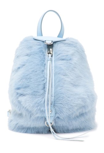 Genti femei rebecca minkoff faux fur convertible julian mini backpack powder blu
