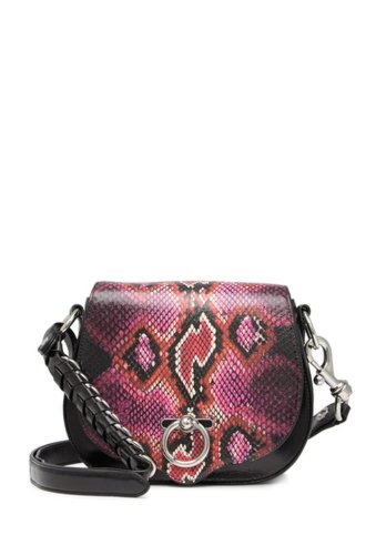 Genti femei rebecca minkoff jean small leather saddle bag pink multi