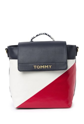 Genti femei tommy hilfiger cassie flap backpack navy red wh