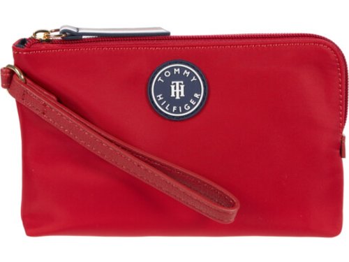 Genti femei tommy hilfiger signature smooth nylon wristlet tommy red