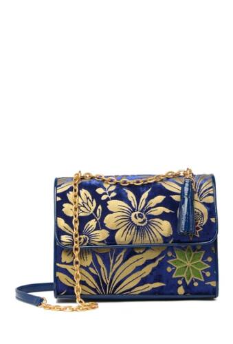 Genti femei tory burch cosmic floral shoulder bag blue dahlia gold co