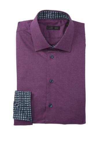 Imbracaminte barbati 14th union houndstooth trim fit stretch dress shirt purple hail