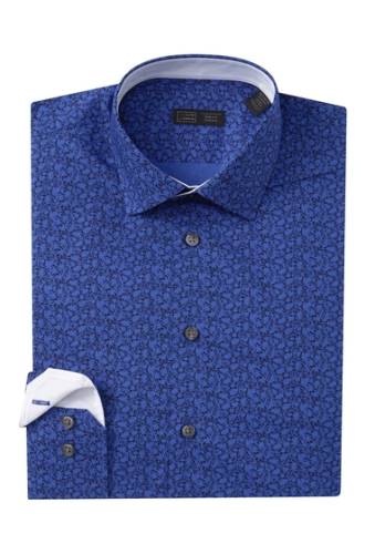 Imbracaminte barbati 14th union stretch trim fit abstract dress shirt blue amparo