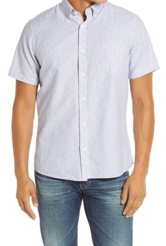Imbracaminte barbati 1901 slim fit dobby stripe short sleeve button-down shirt navy white stripe dobby