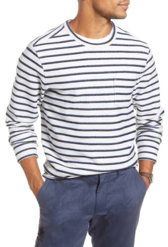 Imbracaminte barbati 1901 stripe long sleeveterry pocket t-shirt white navy iris stripe