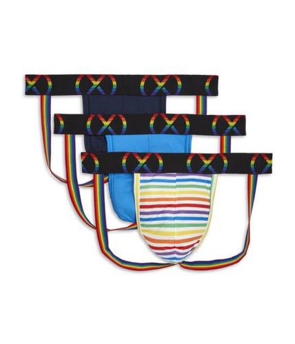 Imbracaminte barbati 686 (x) sport mesh pride 3-pack jock strap varsity navyelectric bluerainbow stripe
