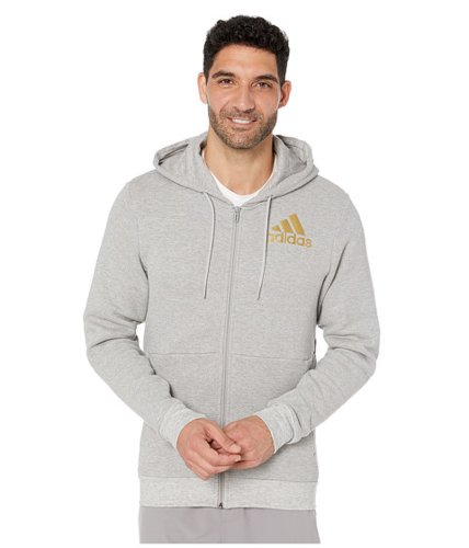 Imbracaminte barbati adidas sport id metallic full zip hoodie medium grey heather
