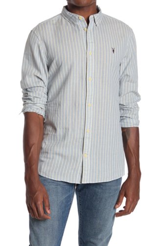 Imbracaminte barbati allsaints ambrose striped slim fit shirt bluewhite
