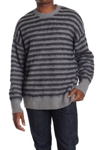 Imbracaminte barbati allsaints bretley striped crew neck sweater greyinknavy