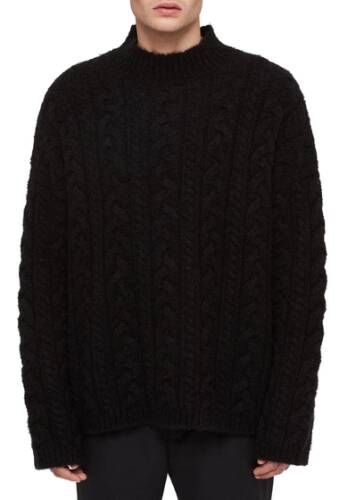 Imbracaminte barbati allsaints gable cable knit pullover sweater black
