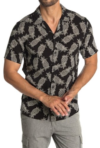 Imbracaminte barbati allsaints pineapple short sleeve button front tailored shirt black