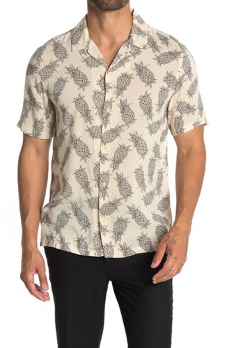 Imbracaminte barbati allsaints pineapple short sleeve button front tailored shirt ecru