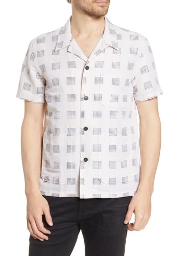 Imbracaminte barbati billy reid camp geometric print short sleeve regular fit shirt naturalblack