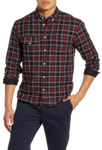 Imbracaminte barbati billy reid plaid asymmetric pocket regular fit shirt redblack