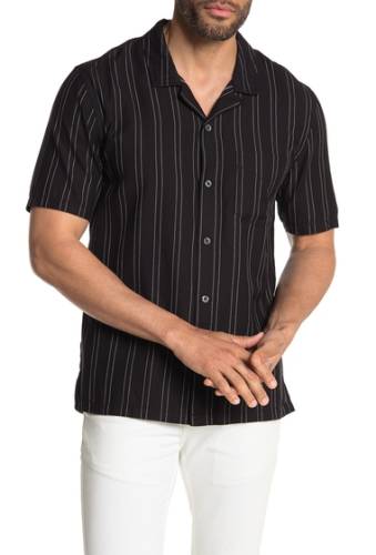 Imbracaminte barbati bldwn cabus slim fit short sleeve sport shirt blackwhite stripe
