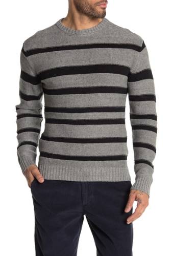 Imbracaminte barbati bldwn gilpin stripe linen blend crewneck sweater black melange stripe
