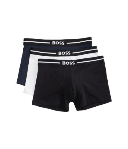 Imbracaminte barbati boss hugo boss 3-pack bold logo cotton stretch trunks cyanwhiteblack