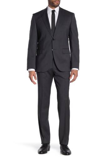 Imbracaminte barbati boss johnston lenon dark grey solid two button notch lapel virgin wool regular fit suit dk gy