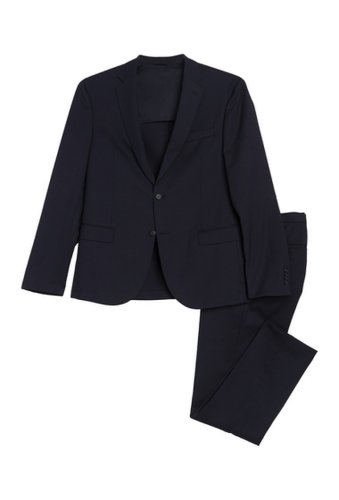 Imbracaminte barbati boss neight dark blue two button notch lapel wool suit open blue