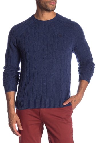 Imbracaminte barbati brooks brothers cable knit merino wool sweater navy